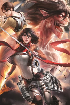 Mikasa Ackerman and Titan from Shingeki no Kyojin