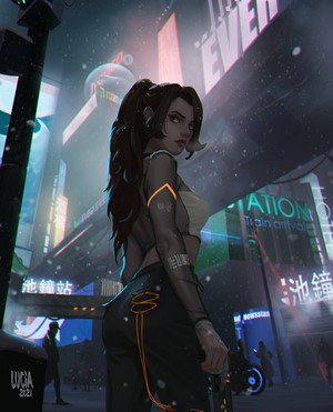 Lucia Hsiang in a Cyberpunk City