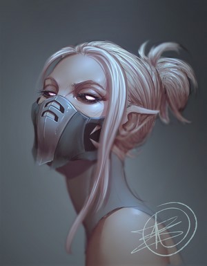 Zero Akuma fantasy art with mask and pointy ears