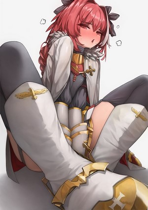 Astolfo from Fate Series sitting with legs spread