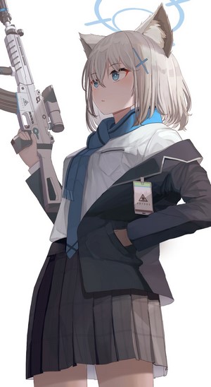 Shiroko from Blue Archive with a rifle