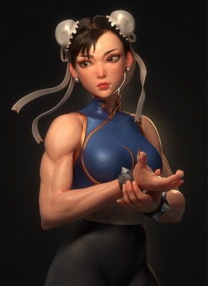 Chun Li Muscular Pose Digital Art