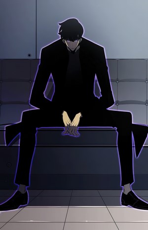 Sung Jin Woo from Solo Leveling Sitting Darkly