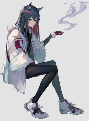 Texas from Arknights smoking