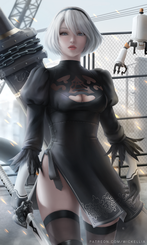 2B from Nier Automata in Black Dress