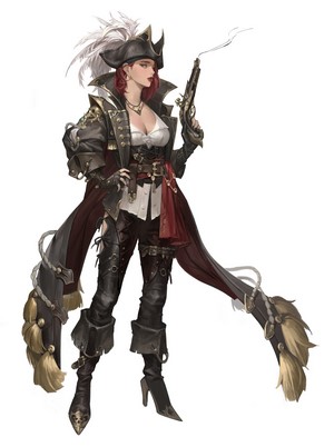 Fantasy female pirate with a pistol