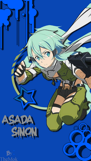 Asada Shino from Sword Art Online with a gun