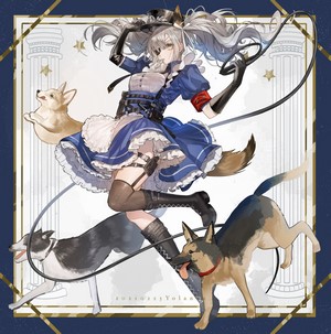 Anime Girl with Dogs