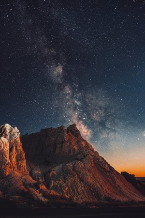 Milky Way over Badlands National Park mountains