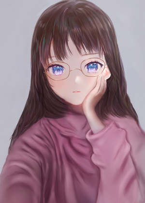 Anime Girl with Blue Eyes and Glasses