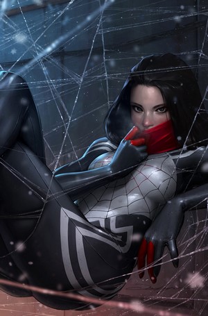 Silk (Marvel character) in spiderwebs