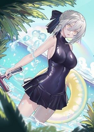 Saber from Fate/Grand Order in a swimsuit