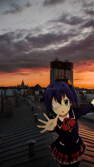 Takanashi Rikka on Rooftop at Sunset