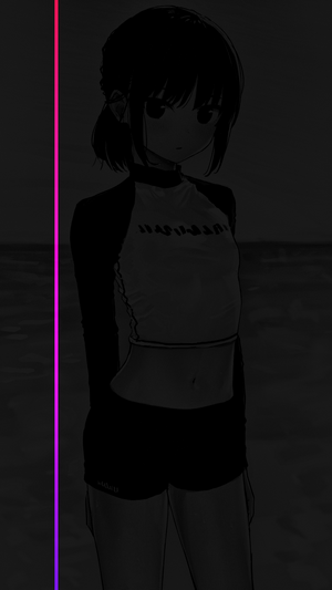 Monochrome Anime Girl with Gradient Accent