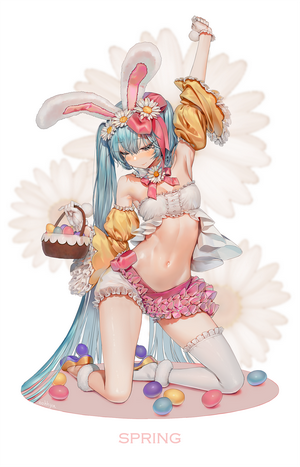 Hatsune Miku as Easter Bunny with Easter Eggs