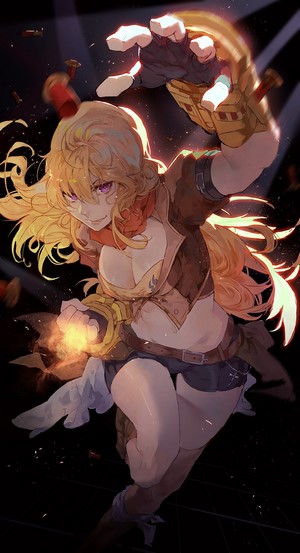 Yang Xiao Long from RWBY fighting with fire