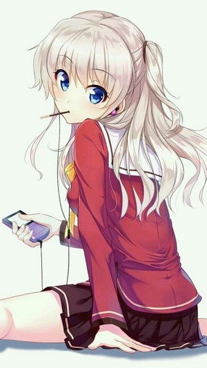 Tomori Nao from Charlotte eating Pocky