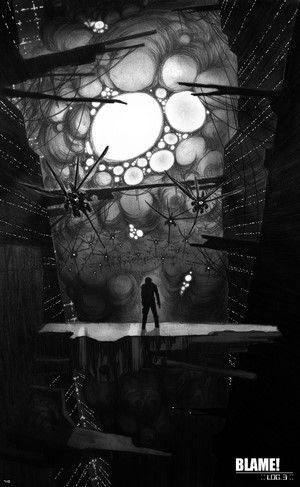 Killy from Blame! in a vast, dark structure