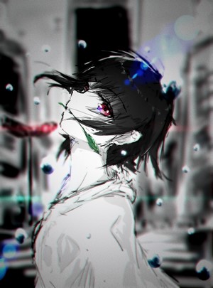 Tachibana Rui with Black Hair and Red Eyes