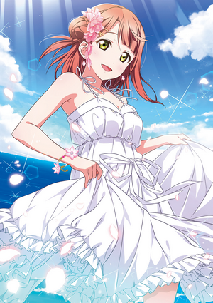 Anime girl in white dress by the sea