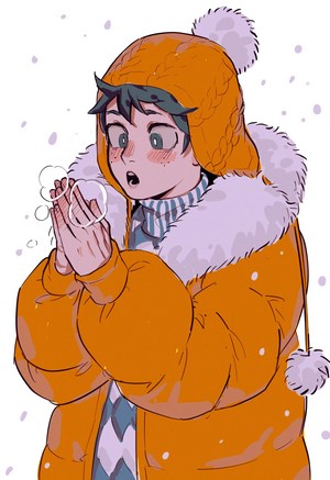 Izuku Midoriya from My Hero Academia in winter clothes