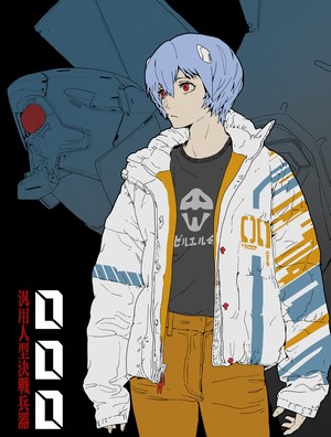 Rei Ayanami from Neon Genesis Evangelion with EVA Unit 00