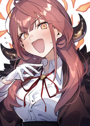 Anime girl with horns and red ribbon