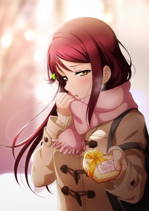 Sakurauchi Riko from Love Live! Sunshine!! holding a gift