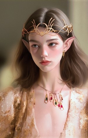 Heng Yue, a digital painting of an elf woman
