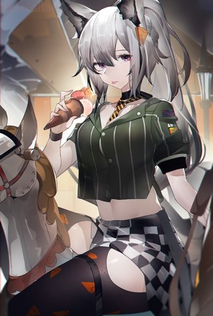 Grani from Arknights eating ice cream