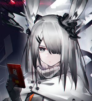 Frostnova from Arknights holding a red envelope
