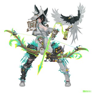 Archer girl with bird and bow
