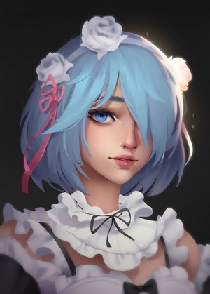 Rem from Re:Zero, anime portrait artwork