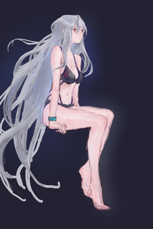 Skadi from Arknights in a bikini