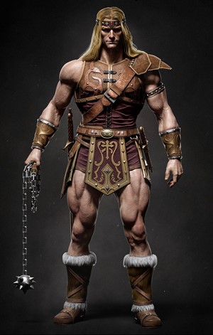 Simon Belmont from Castlevania holding a flail