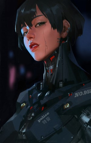 Artwork of a cyborg woman by Mario Feng