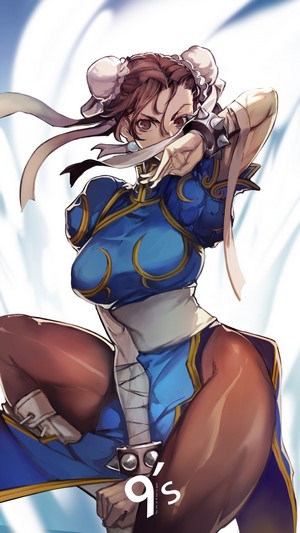Chun-Li from Street Fighter in blue outfit