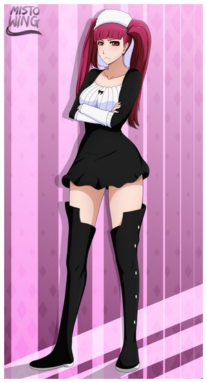 Anime girl with pink pigtails in a maid outfit