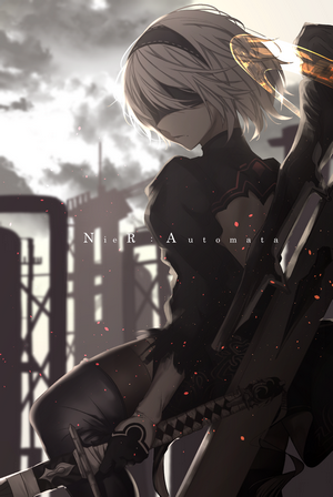 2B from Nier: Automata with a sword