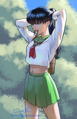 Higurashi Kagome in Green Skirt Fan Art