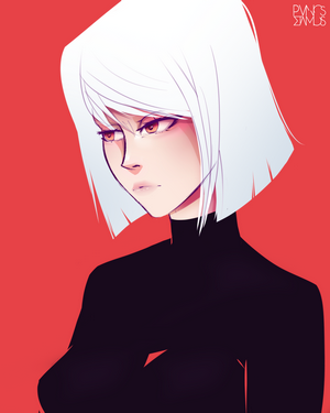 Anime girl with white hair and red eyes