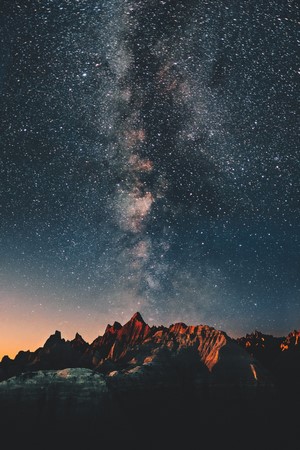 Milky Way over jagged mountains