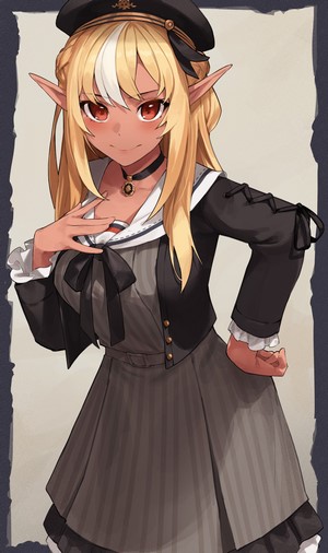Shiranui Flare from Hololive, an elf in a sailor-style outfit