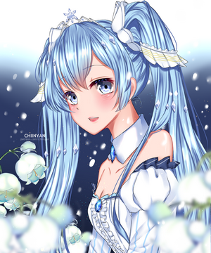 Hatsune Miku from Vocaloid with Blue Hair and Twintails