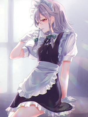 Izayoi Sakuya from Touhou wearing a maid outfit