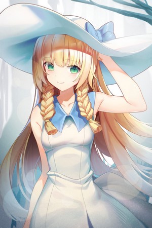 Lillie from Pokémon Sun & Moon wearing a hat and dress