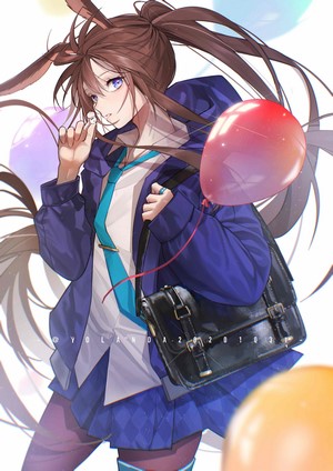 Amiya from Arknights with balloons