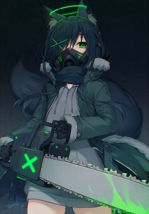 Anime girl with wolf ears and chainsaw