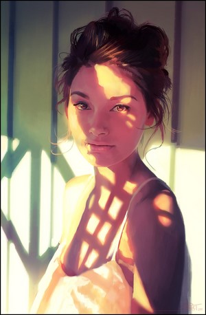 Portrait of a woman with dappled sunlight