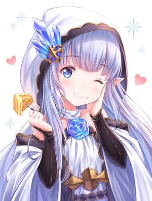 Lily from Granblue Fantasy eating food